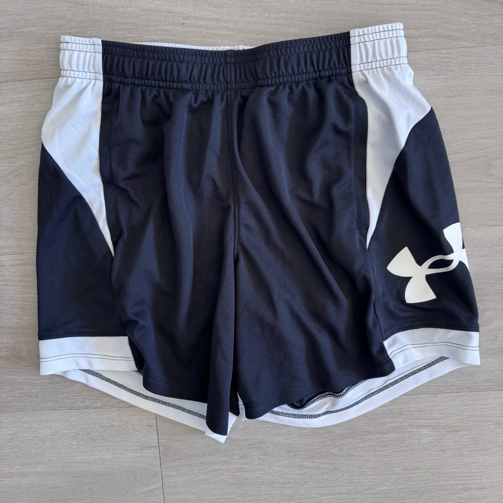 Under Armour Men's Athletic Shorts SM/PCH Navy White Loose Fit Mesh